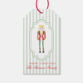 Preppy Groene Rode Waterverf Notenkraker Kerstmis Cadeaulabel