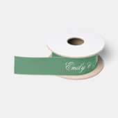Preppy groene satijnen lint met naam (Spoel)