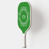 Preppy Groene Sierlijke Klassieke Monogram Pickleball Paddle (Links)
