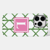 Preppy groene traliewerk bamboe patroon monogram Case-Mate iPhone case (Achterkant (horizontaal))