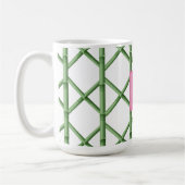 Preppy Groene Trellis Bamboe Patroon Monogram Koffiemok (Links)