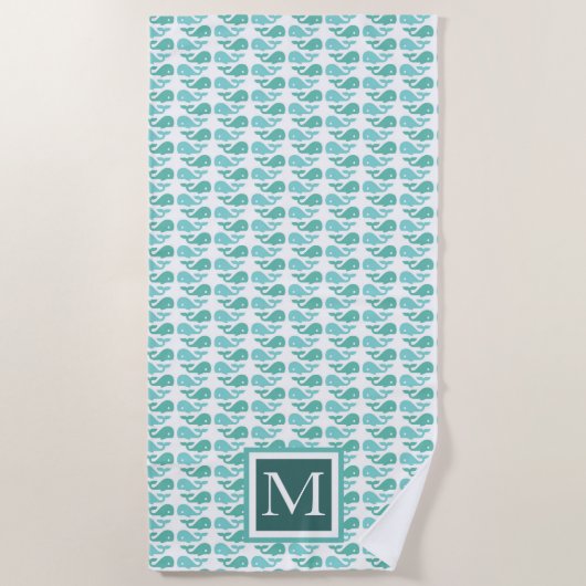 Preppy Groene Walvis ⎥ Monogram Strandlaken (Voorkant)