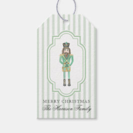 Preppy Groene Waterverf Notenkraker Kerstmis Cadeaulabel