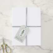 Preppy Groene Waterverf Notenkraker Kerstmis Cadeaulabel (Met Touw)