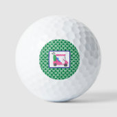 Preppy Groene Witte Link Patroon Roze Golfkar Golfballen (Voorkant)