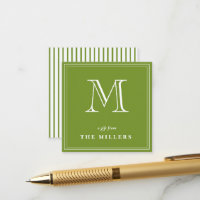 Preppy groene & witte Monogram Cadeautags