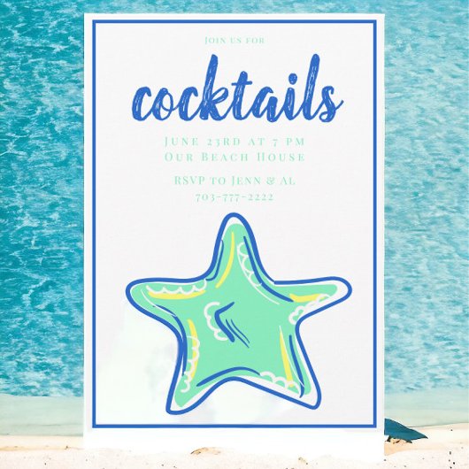 Preppy groene zeester cocktailparty  kaart