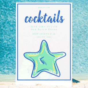 Preppy Groene Zeester / Kuststrandfeest Kaart