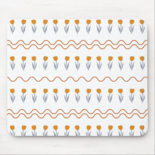 Preppy Groovy Stripe Tulp Bloempatroon Muismat