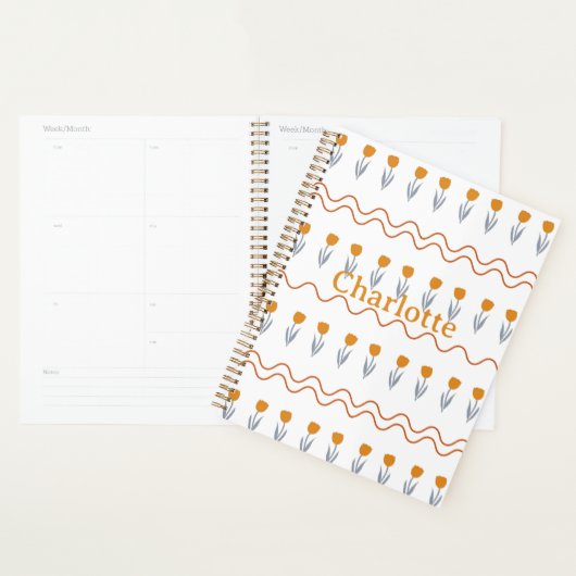 Preppy Groovy Stripe Tulp Bloempatroon Planner (Display)