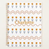 Preppy Groovy Stripe Tulp Bloempatroon Planner (Voorkant)