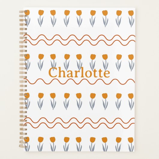 Preppy Groovy Stripe Tulp Bloempatroon Planner (Voorkant)