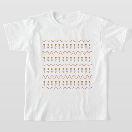 Preppy Groovy Stripe Tulp Bloempatroon T-shirt (Laagn)