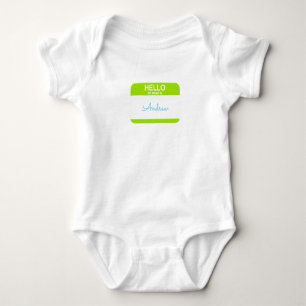 Preppy Hallo Mijn Naam Is BABYNAAM Tag Hem Blauw Romper