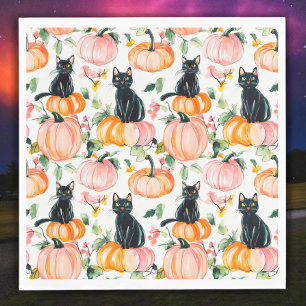 Preppy Halloween Zwarte Katten & Pompoenen Servet