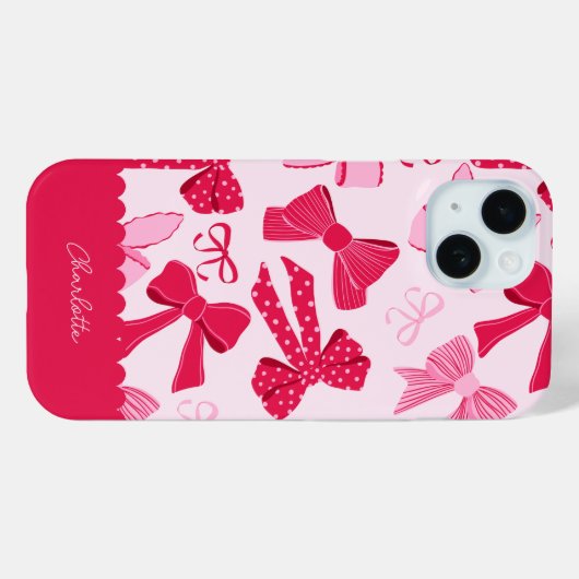 Preppy Hand Drawn Coquette Pink Red Bows Case-Mate iPhone Case (Achterkant (horizontaal))