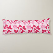 Preppy Hand Drawn Coquette Pink Red Bows Lichaamskussen (Achterkant)