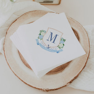 Preppy Hand geschilderd Kustmonogram Baby shower Servet