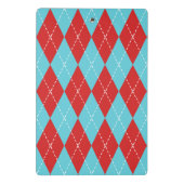 Preppy Hand-Gesteven Argyle – Rood & Turkoois Mini Klembord (Achterkant)