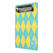 Preppy Hand-Gestikte Argyle – Geel & Turkoois Mini Klembord (Angled2)