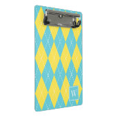 Preppy Hand-Gestikte Argyle – Geel & Turkoois Mini Klembord (Schuin)