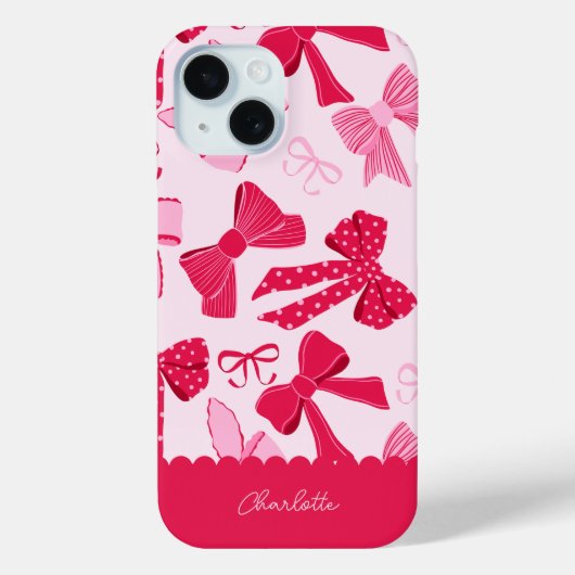 Preppy Hand Getekende Coquette Roze Rode Strikken Case-Mate iPhone Case (Achterkant)