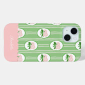 Preppy Hand Getekende Hortensia Roze Groene Frame Case-Mate iPhone Case (Achterkant (horizontaal))