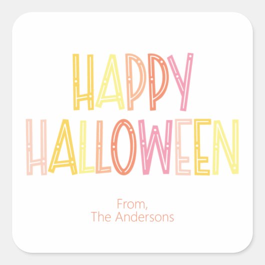 Preppy Happy Halloween Vierkante Sticker (Voorkant)