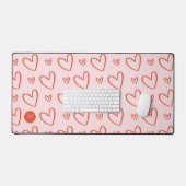 Preppy harten in roze & rood met monogram initiaal bureaumat (Keyboard & Muis)