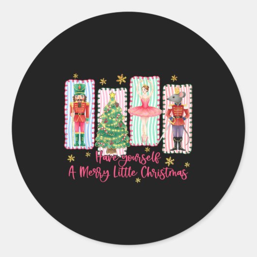 Preppy Have Yourself A Merry Christmas Nutcracker  Ronde Sticker (Voorkant)