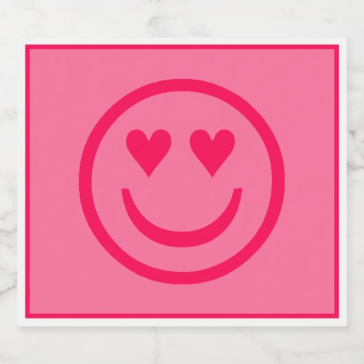 Preppy Heart Happy Face Sparkling Wijnetiket (Enkel label)
