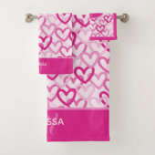 Preppy Hearts Pink Bad Handdoek (Insitu)