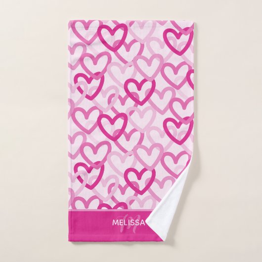 Preppy Hearts Pink Bad Handdoek (Handdoek)