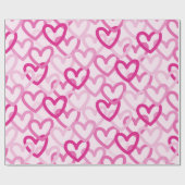 Preppy Hearts Pink Cadeaupapier (Vlak)