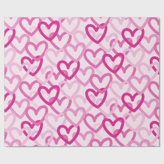 Preppy Hearts Pink Cadeaupapier (Vlak)