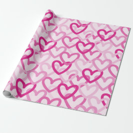 Preppy Hearts Pink Cadeaupapier