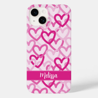 Preppy Hearts Pink Case-Mate iPhone 14 Hoesje