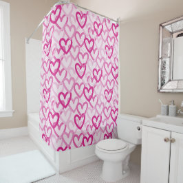 Preppy Hearts Pink Douchegordijn