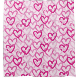 Preppy Hearts Pink Douchegordijn