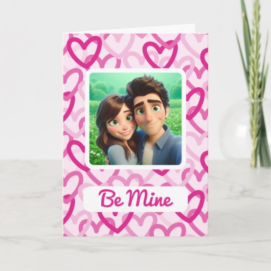 Preppy Hearts Pink Feestdagen Kaart (Voorkant)