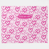 Preppy Hearts Pink Fleece Deken (Voorkant (Horizontaal))