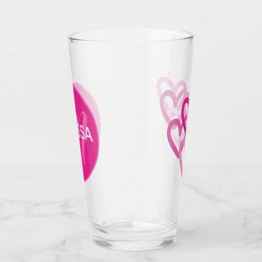 Preppy Hearts Pink Glas (Rechts)
