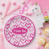 Preppy Hearts Pink Papieren Bordje (Feest)