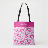 Preppy Hearts Pink Tote Bag (Voorkant)