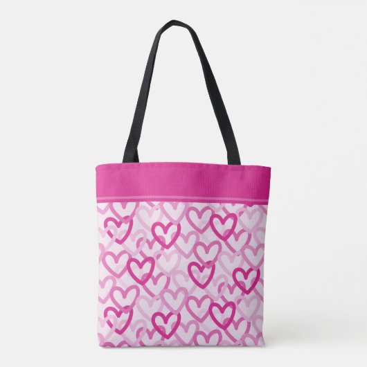 Preppy Hearts Pink Tote Bag (Achterkant)