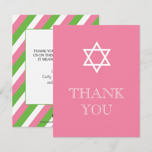 Preppy Hebrew - Hartelijk dank - Roze kaart (Voorkant / Achterkant)