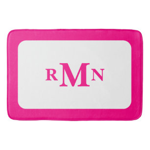 Preppy Heet Roze Elegant Minimaal Ingelijste Monog Badmat