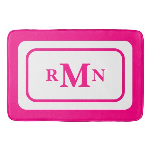 Preppy heet roze elegante minimale moderne monogra badmat (Voorkant)