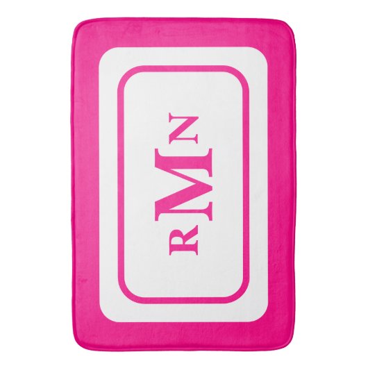 Preppy heet roze elegante minimale moderne monogra badmat (Voorkant Verticaal)