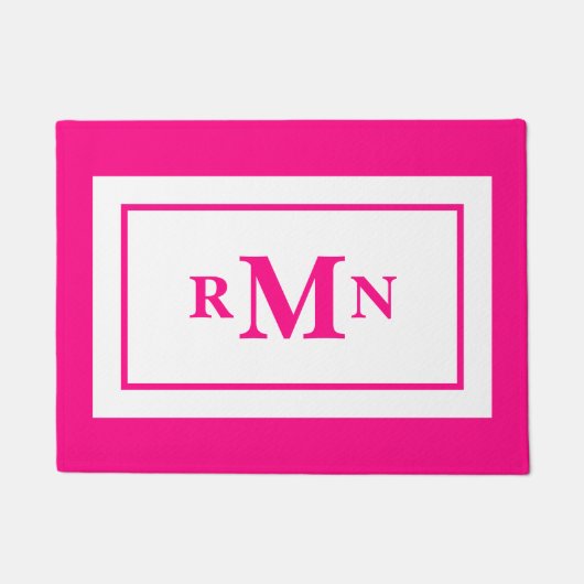 Preppy heet roze elegante minimale moderne monogra deurmat (Voorkant)